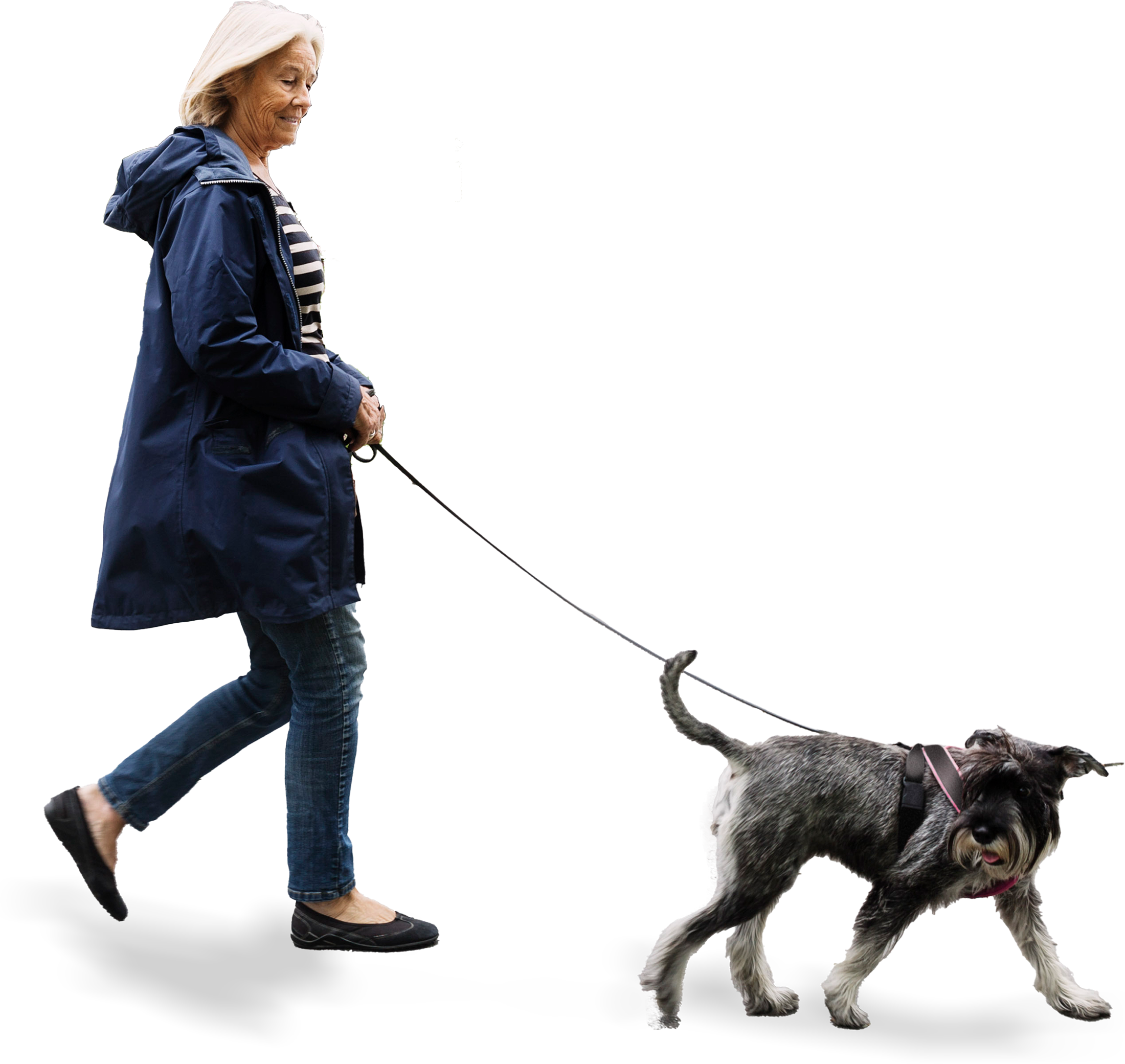 Woman walking dog